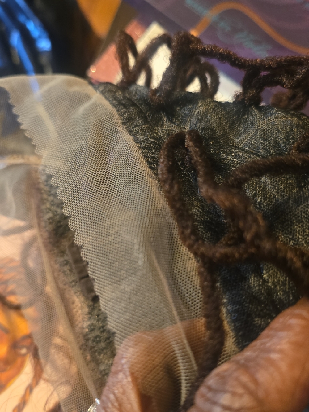 Dark Brown Faux Locs Hairpiece - Chunky Twist Style - Picture 3 of 5